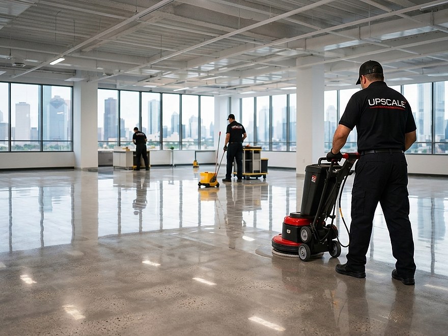 Upscale Cleaning crew servicing a commercial office